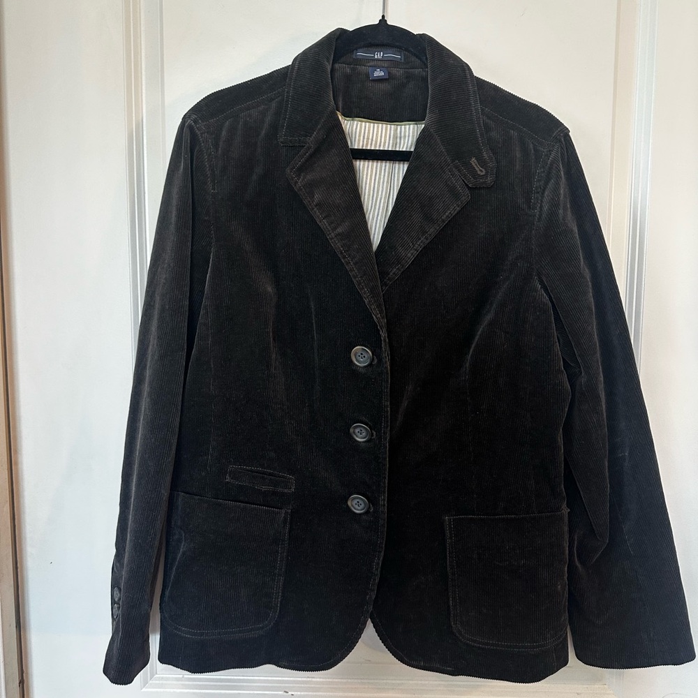 GAP Chocolate Brown Corduroy Vintage Y2K Dark Academia 3 Button Blazer, L/XL